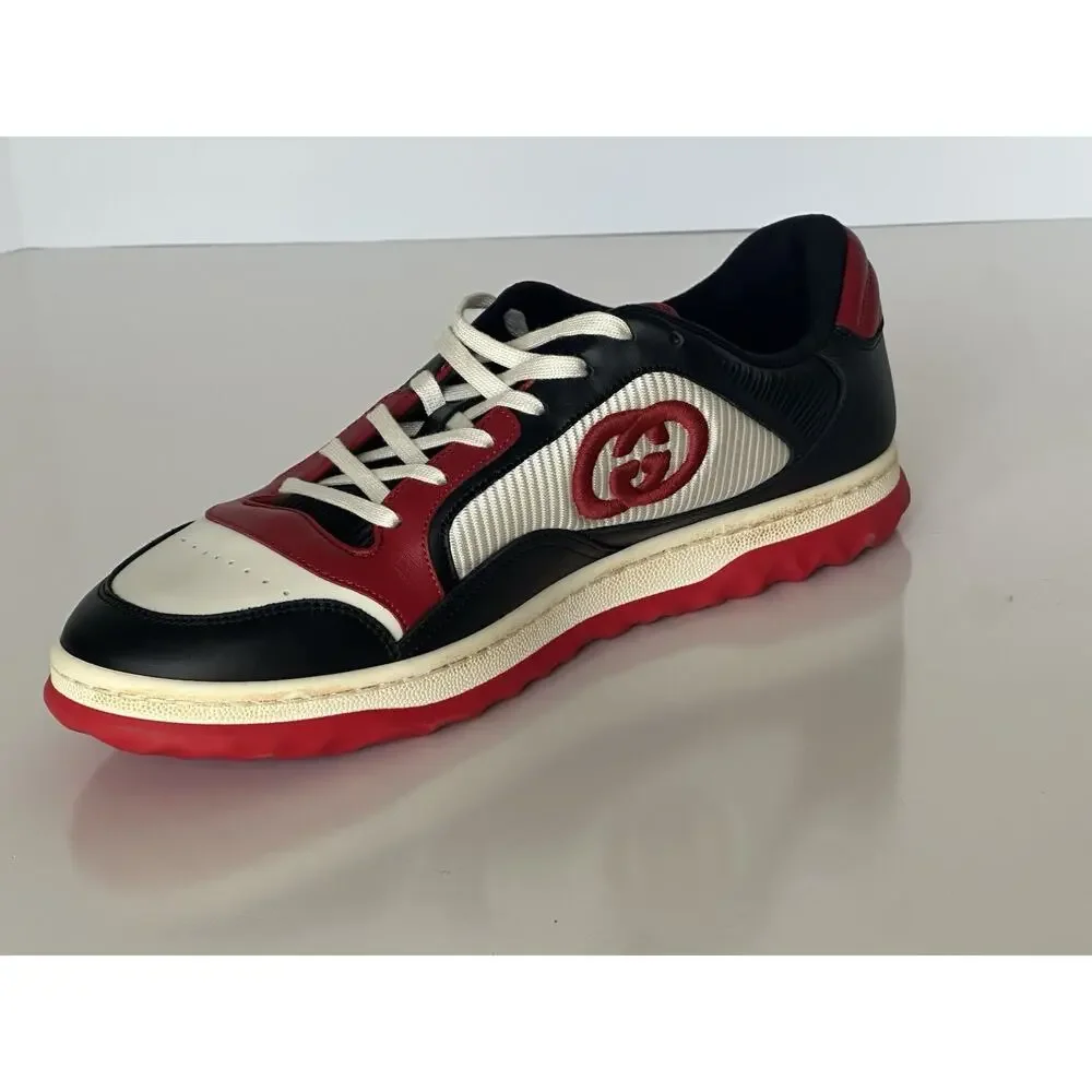 Gucci Dali Soft White/Black/Red Leather Sneakers 12.5 US (Gucci 12) 762611 NIB